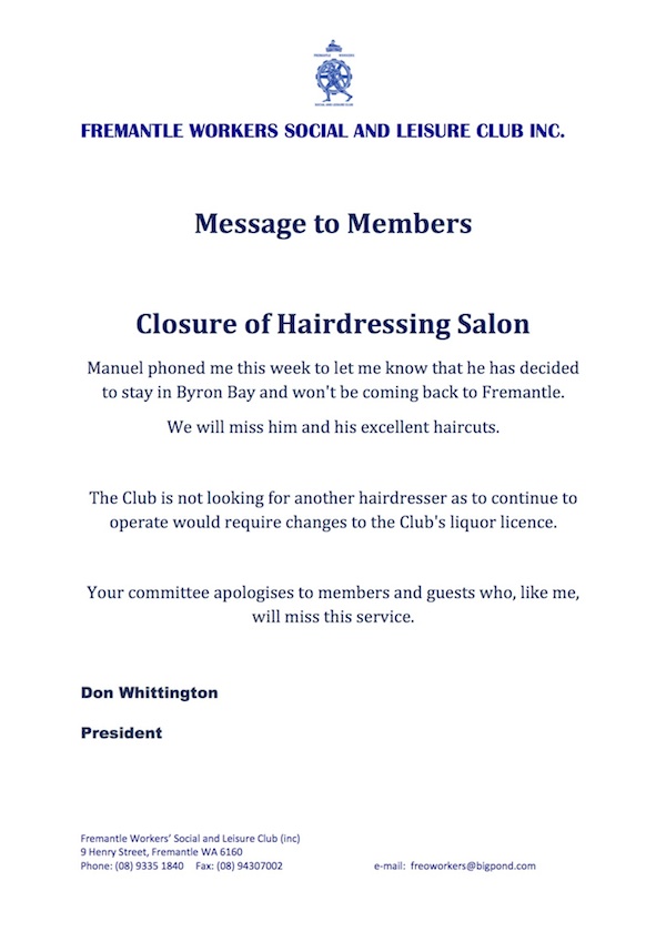 barbershop closure
