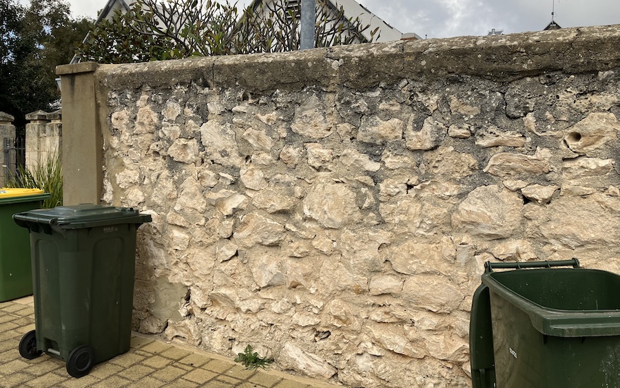 Convict-built wall on Holdsworth Street.