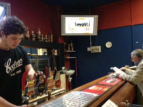 Jackson, 20,barman in 2014, and Tony, 80ish, who used to work behind the same bar.